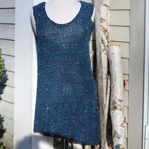 Soft Surroundings Knit w Sequins Long Diagonal Hem Sleeveless Tunic Sweater XL